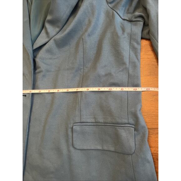 MARY CRAFTS Women's 1 Button Ponte Knit Blazer Blue/Teal Sz 22 Fall Office Teach - Picture 7 of 12
